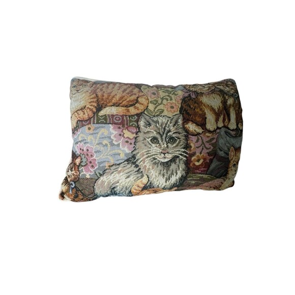 Tapestry Cat Cats Decorative Throw Pillow 16” X 11” Cat Lover- Fast Shipping - Picture 1 of 12